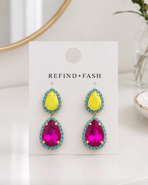 Jewelry - Brand new with tags Jewel Candy Pink AB Yellow  Dangle Earrings New